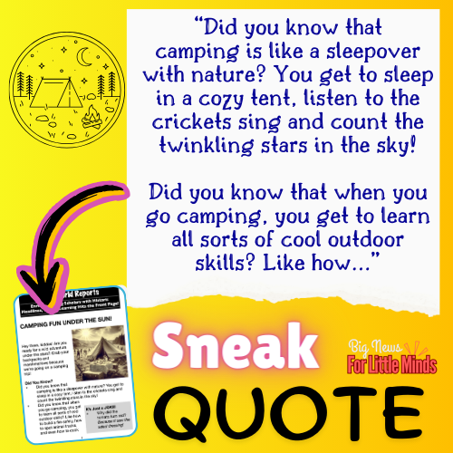 National Camping Month: Fun Under the Sun Article for Kids (Mini) & Freebies!