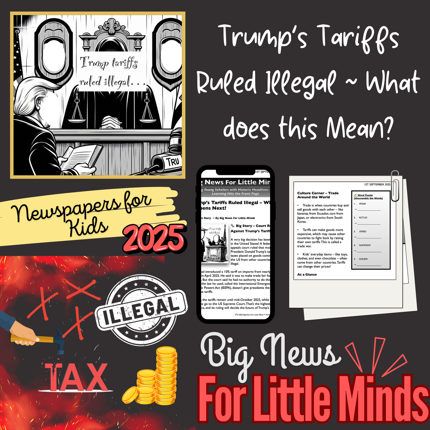 Trump Tariffs Illegal: Key Takeaways from Ruling in Kids Article Pack with Freebie Worksheets!