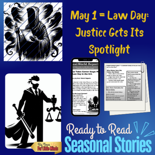 Law Day in the USA: Why May 1 Matters so Much! Kids Article Package & Freebies to Fill-in (Worksheets)