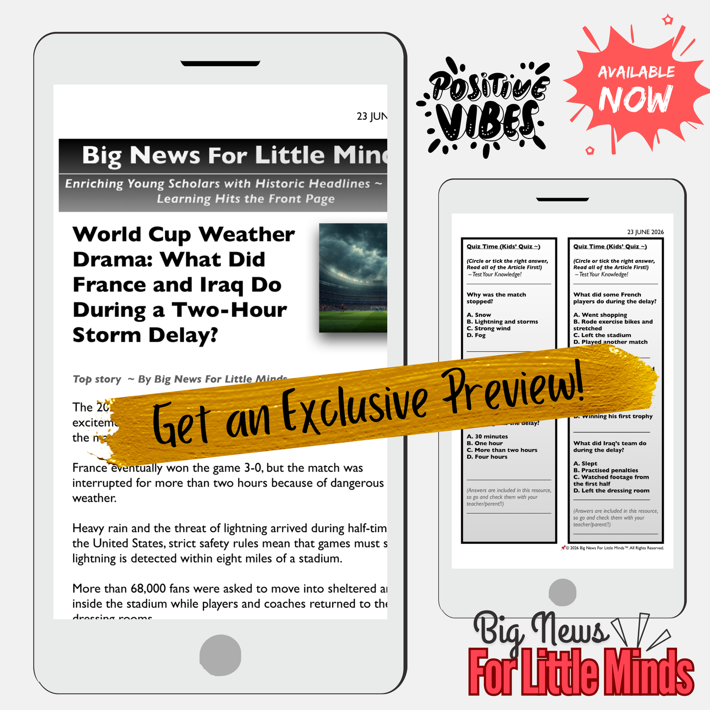 France vs Iraq: Match That Stopped for a Storm: World Cup 2026 Lesson Pack & Fun!