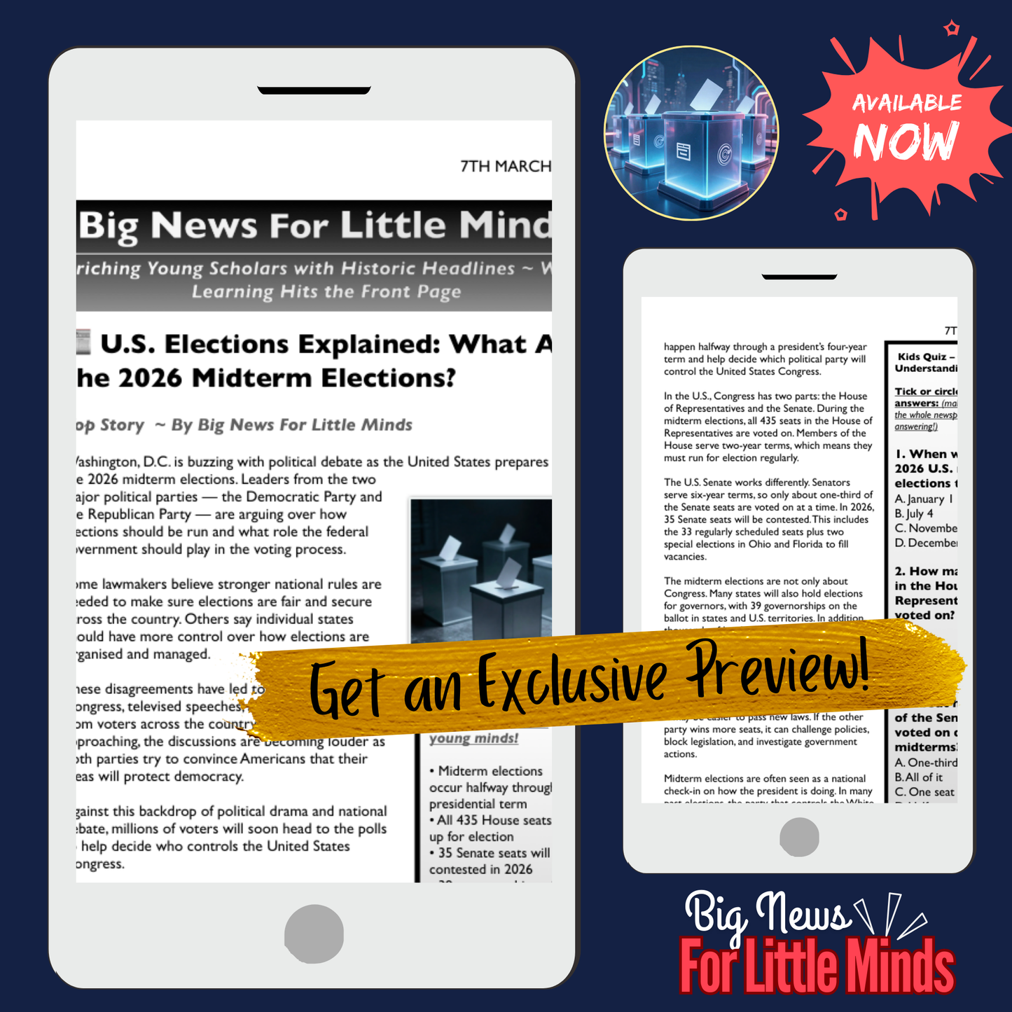 The 2026 United States Midterm Elections: Kids Article & Freebie Package!