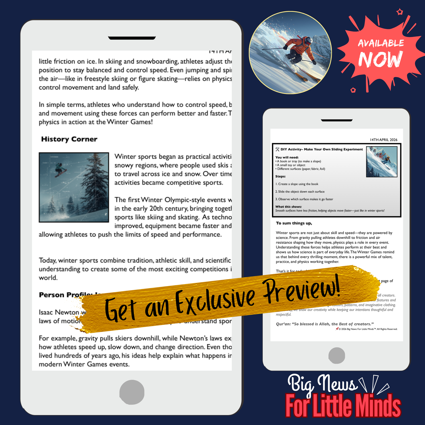 Physics of all Winter Sports, Winter Olympics Special Article Pack for Kids (Science)
