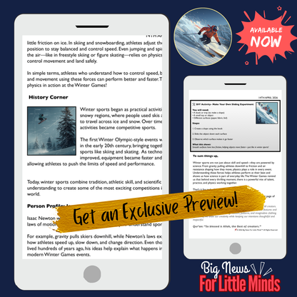 Physics of all Winter Sports, Winter Olympics Special Article Pack for Kids (Science)