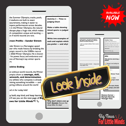 The Challenge of Breaking Winter Records in Winter Olympics: Article Pack for Kids!