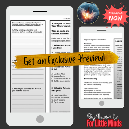 Artemis I, II & III: A New Era of Moon Exploration by Nasa! Kids Article Package & Freebies