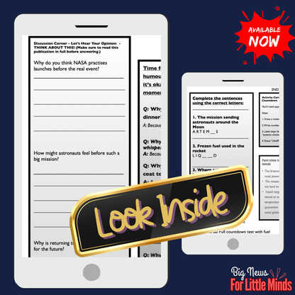 Artemis II: What Is a Wet Rehearsal? Kids Article Package with Freebie Worksheets