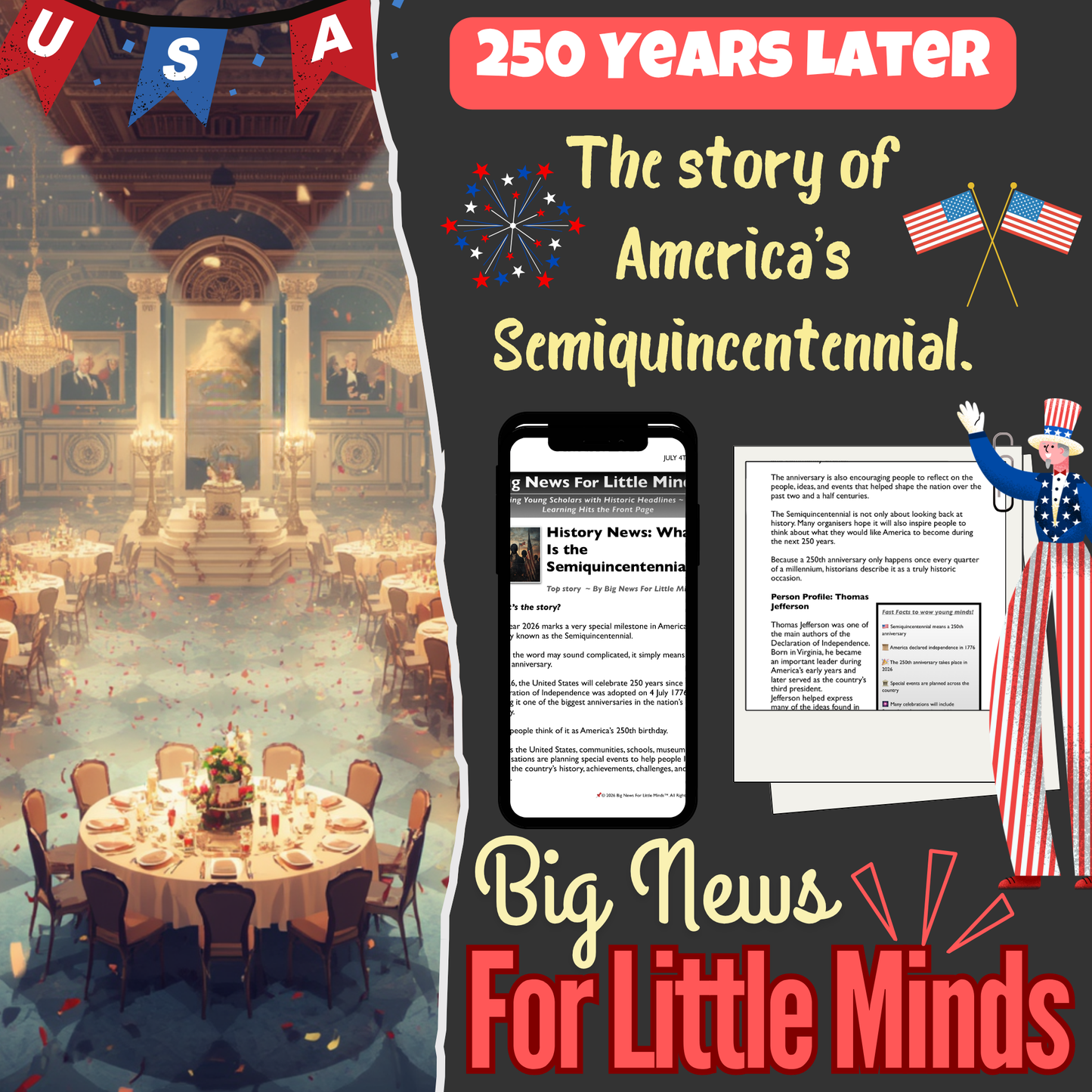 What Does Semiquincentennial Mean? Story Behind America250: Article, Activities & Quiz!