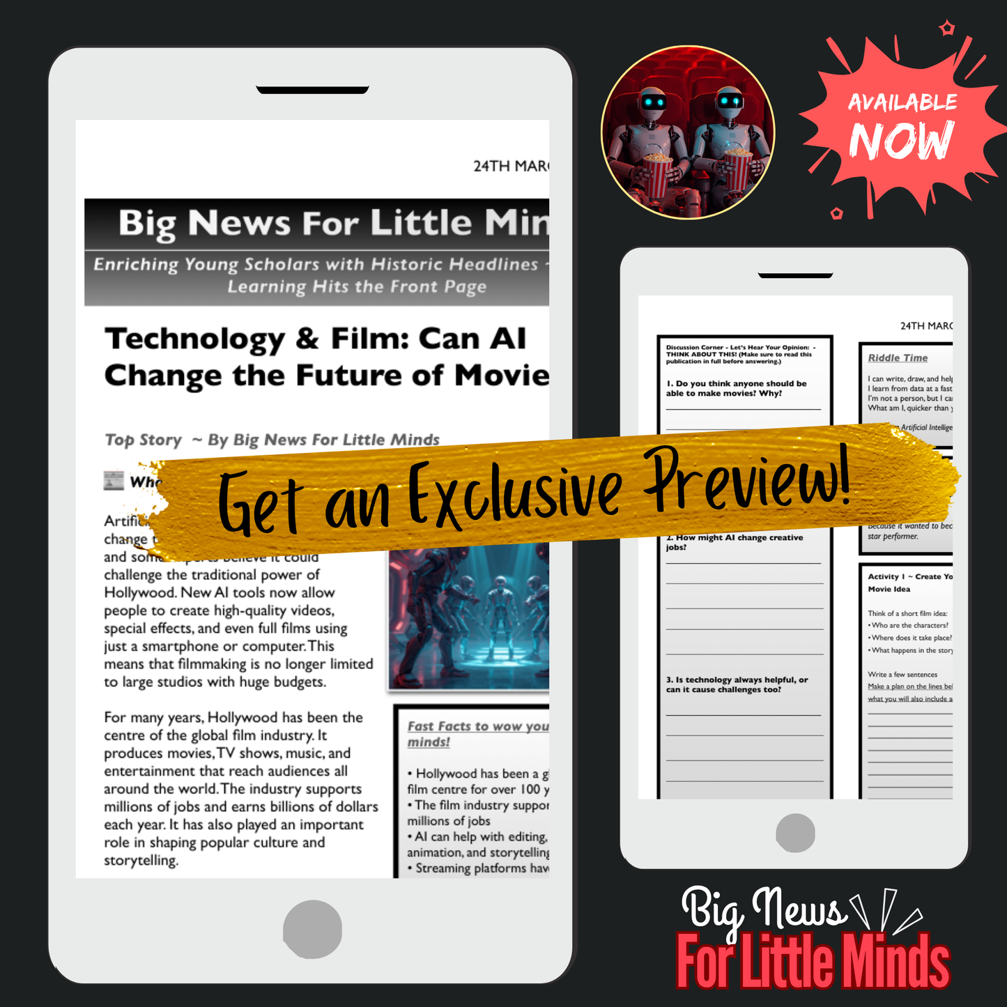 Can AI Replace Movie Makers? The Rise of AI in Films ~ Kids Article & Freebie Pack!