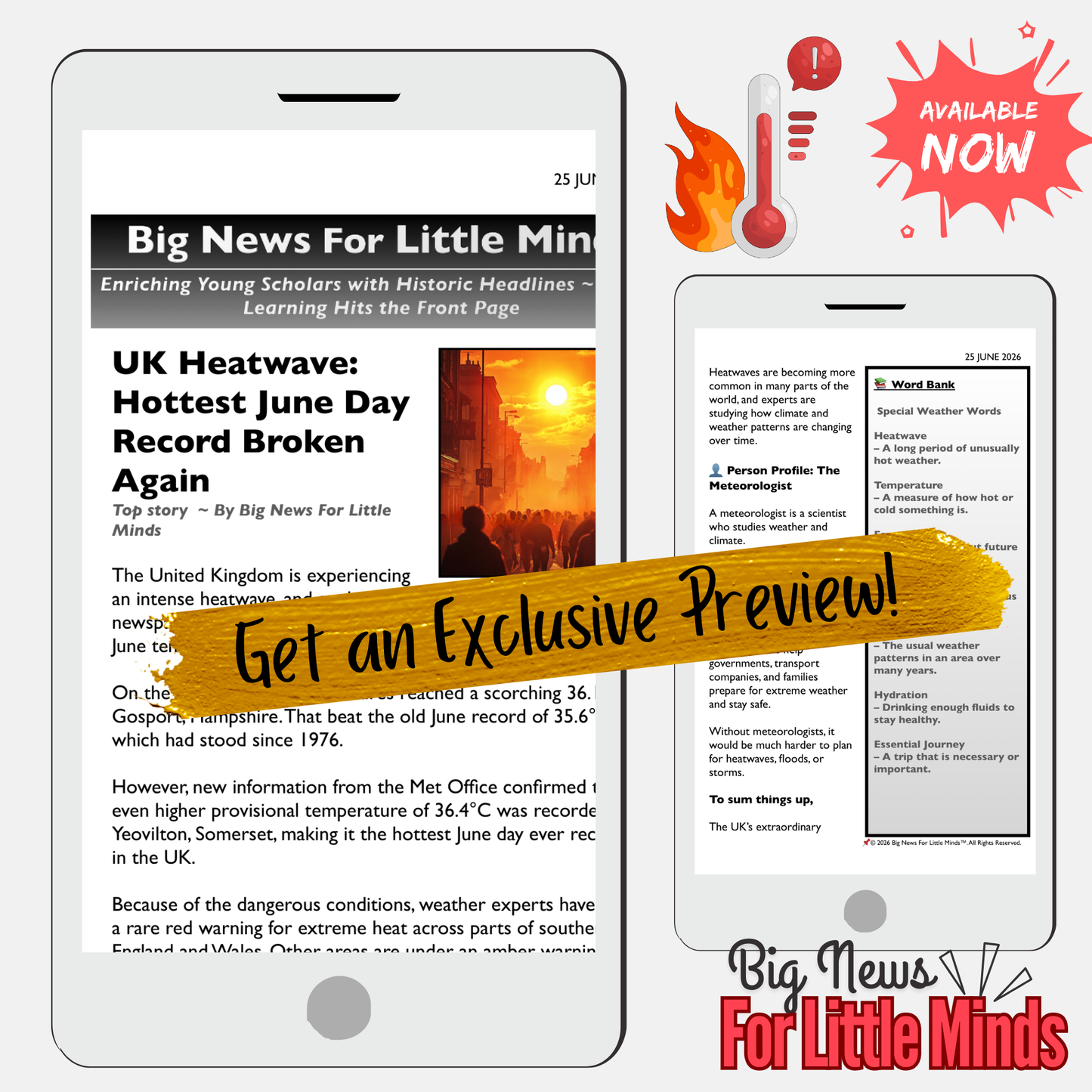 Britain’s Hottest Day Ever: World Record Heat Hits: Summer 2026! Article & Activities