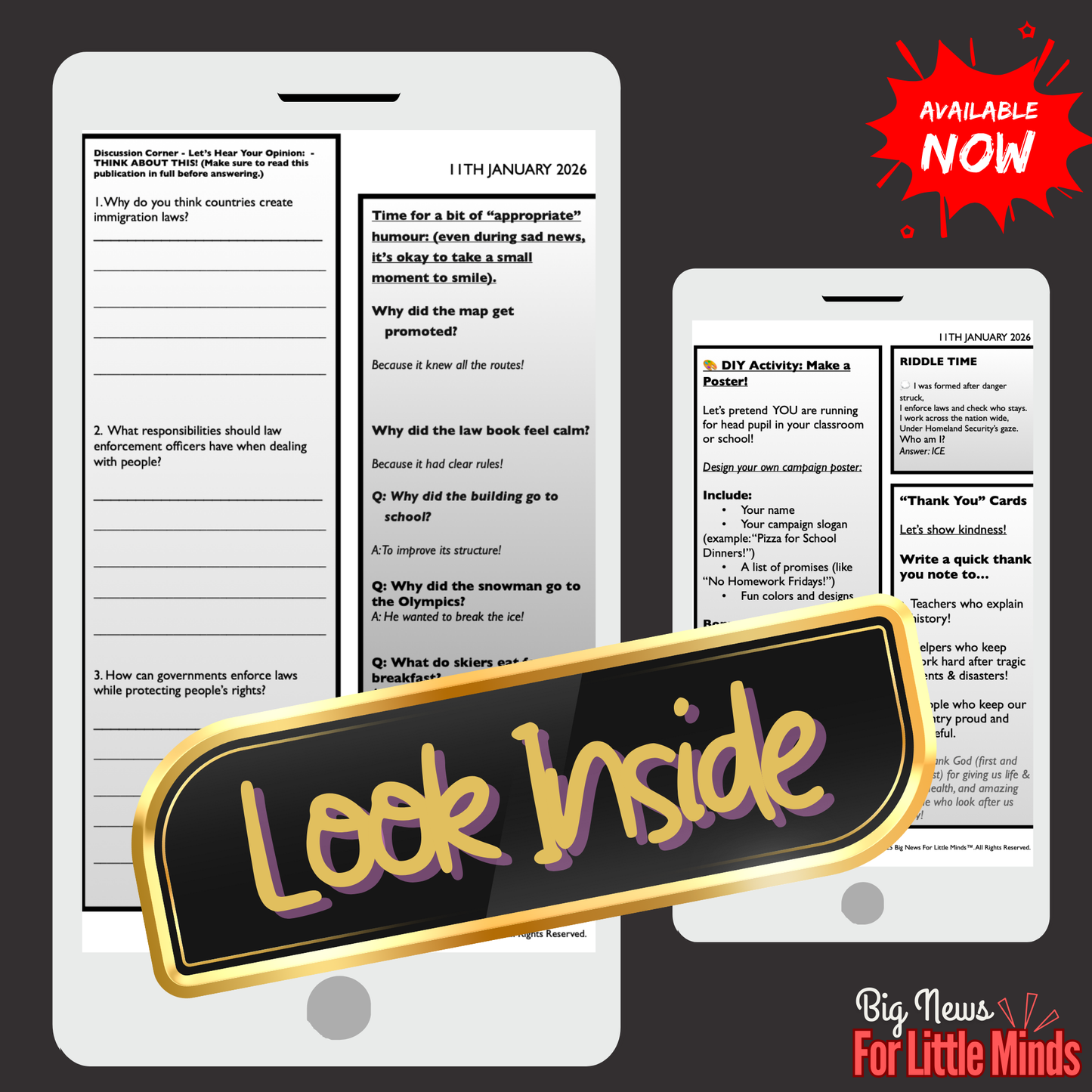 Who Are ICE Agents and Why Do They Matter? Kids Article Pack with Worksheets