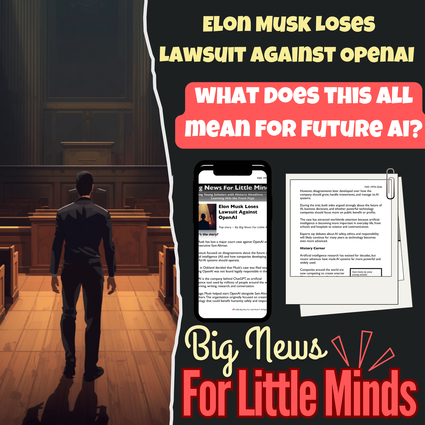 Elon Musk Loses OpenAI Lawsuit as the Future of Ai being Debated: Kids News Pack!