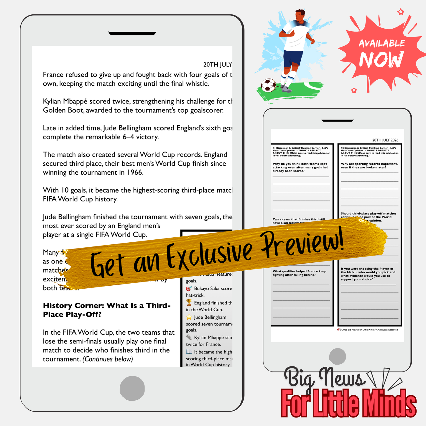 World Cup 2026 Third-Place Play-Off: England vs France 6–4! Reading & Activity Lesson