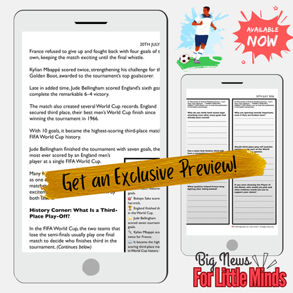 World Cup 2026 Third-Place Play-Off: England vs France 6–4! Reading & Activity Lesson