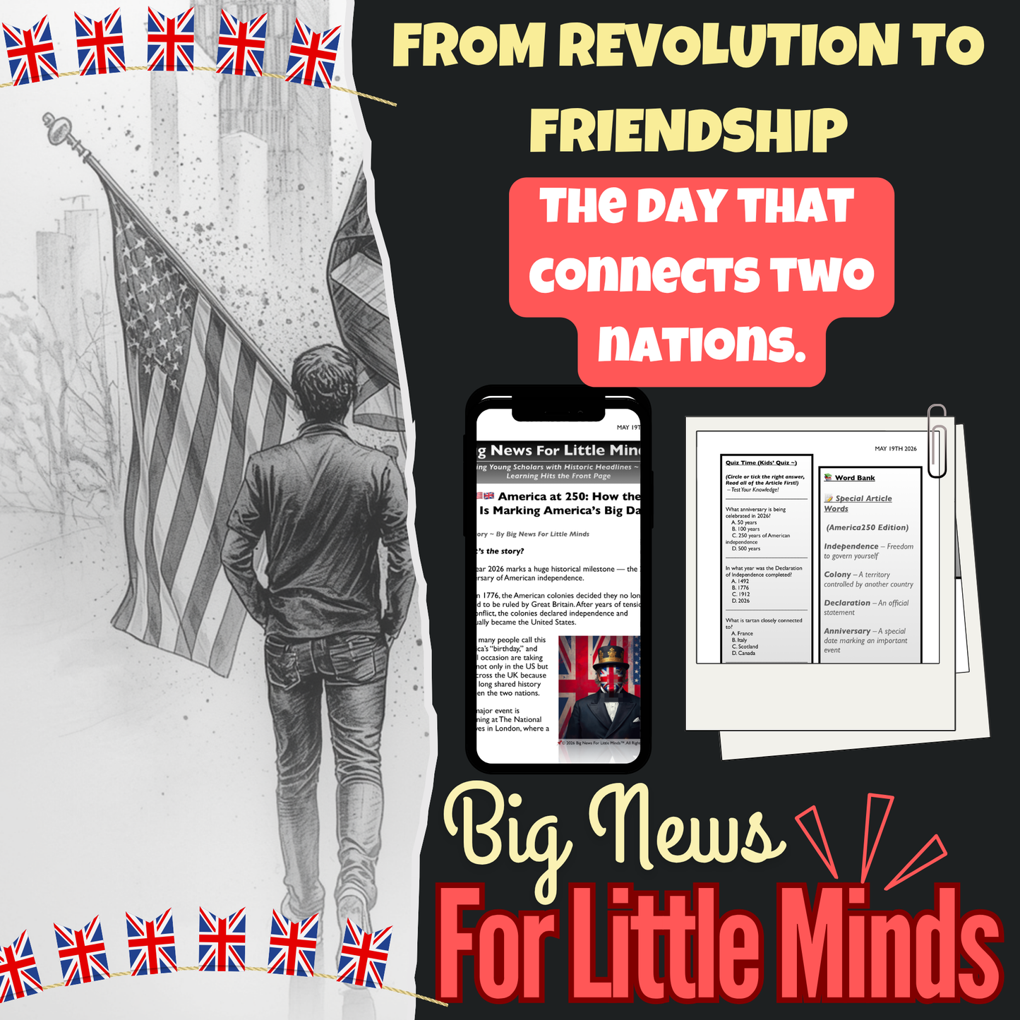 4th July Reading & Activities: the UK & US, A Shared History Over 250 Years: Newspaper