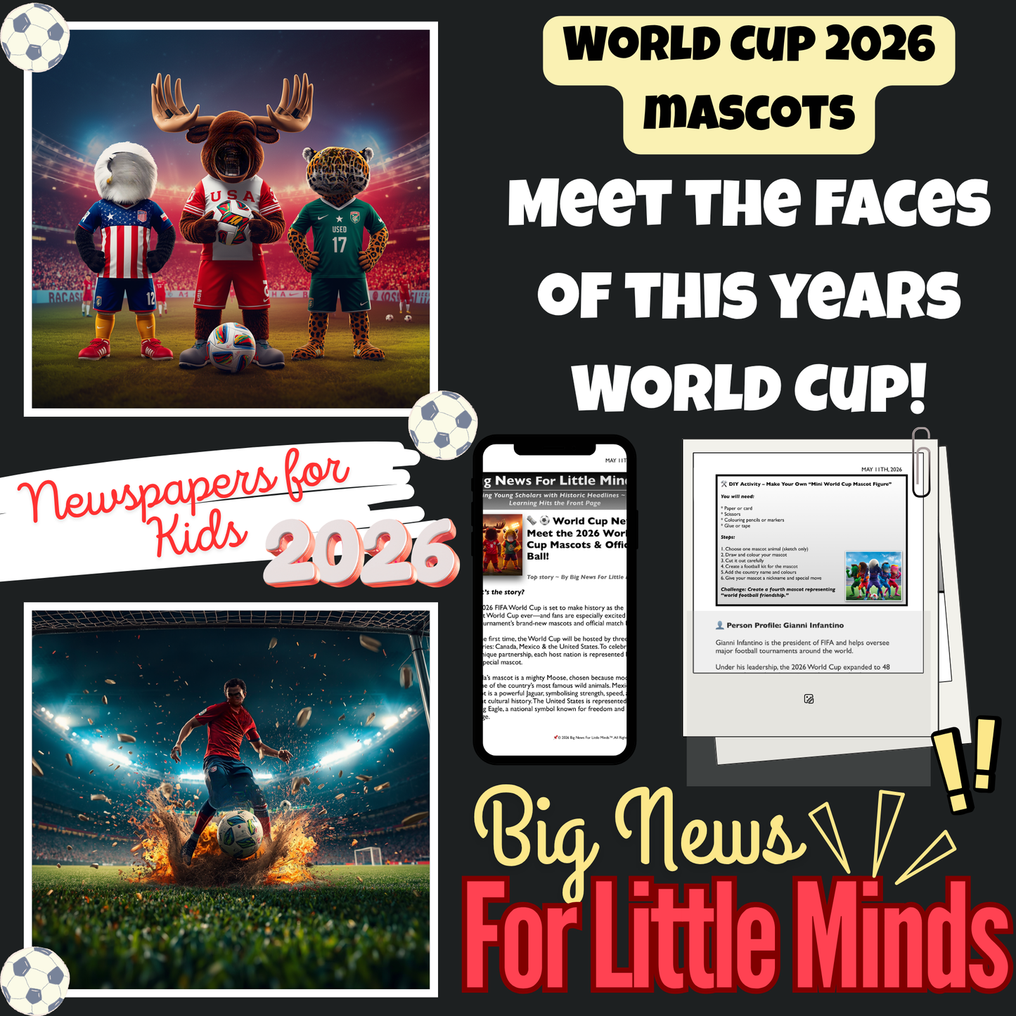 World Cup 2026: Get to Know 3 MASCOTS in 1 Soccer Tournament: Article & Activities!