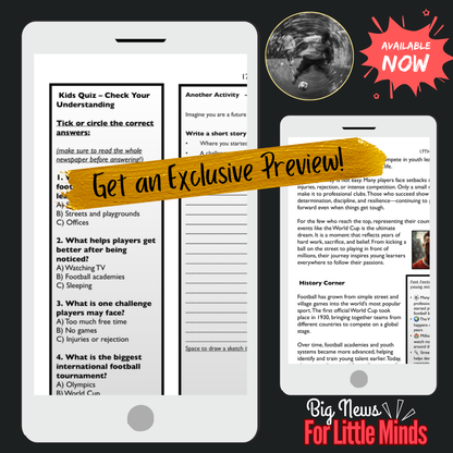 USA World Cup 2026: Journey Behind Every Player: Kids Article Package with Tasks!