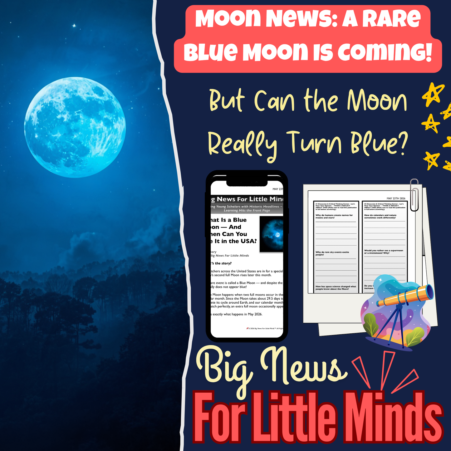 Blue Moon 2026: When & Where Can you see this micromoon in USA? Article & Activities