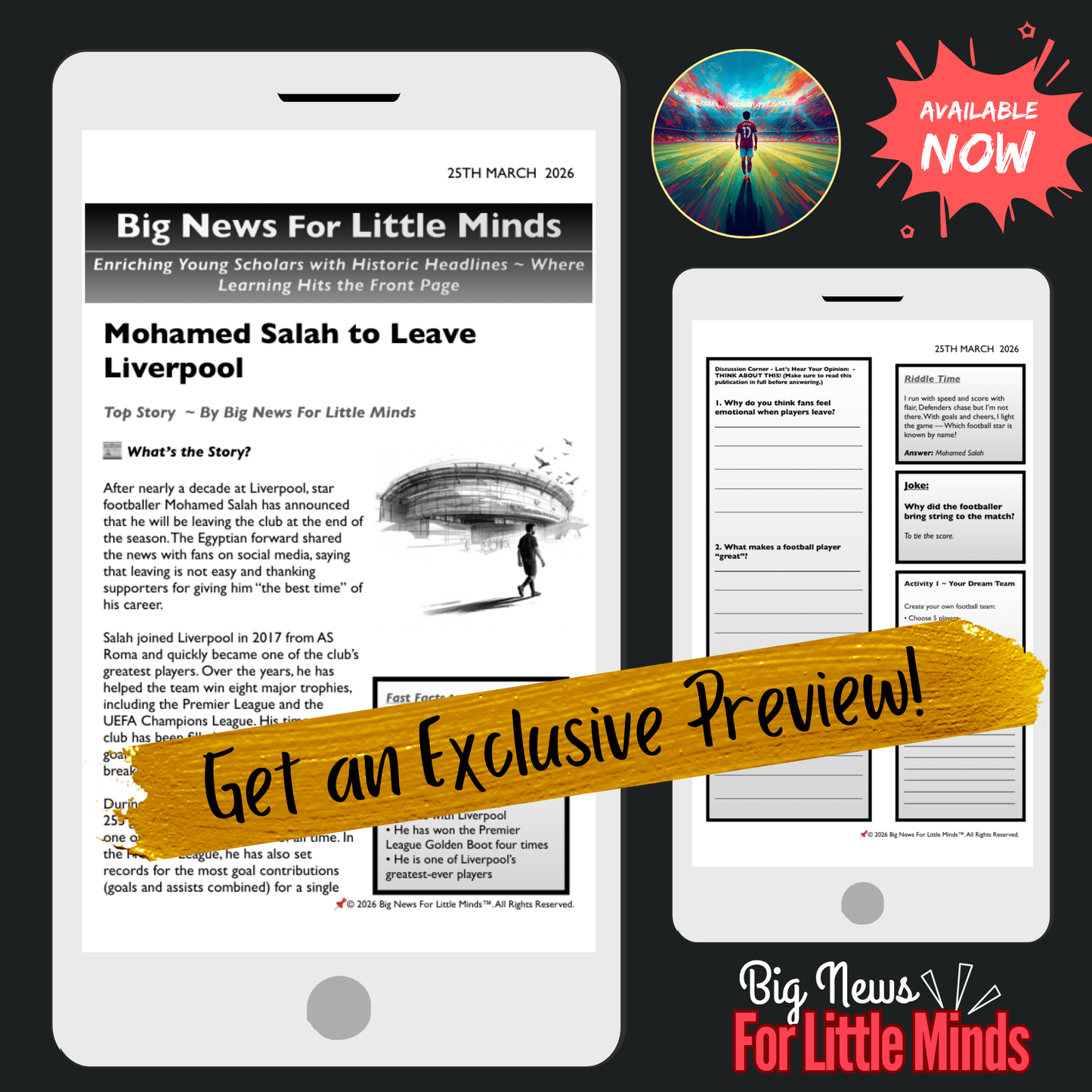 Mohamed Salah’s Liverpool Exit Explained for Kids in News Pack & Freebies! 2026