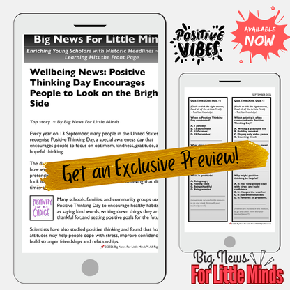 Positive Thinking Day: POWER OF A POSITIVE MINDSET! SEL Article, Activities & Quiz!