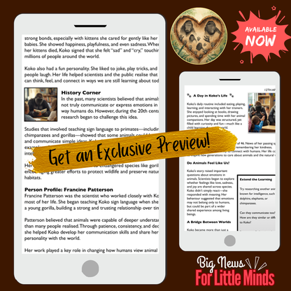 Koko the Gorilla: A Powerful Voice Beyond Words ~ Explained in No-prep Article Pack!