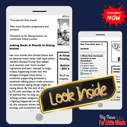 Rising US–Iran Tensions: 2026 Drama Explained to Kids in News Pack with Freebies!