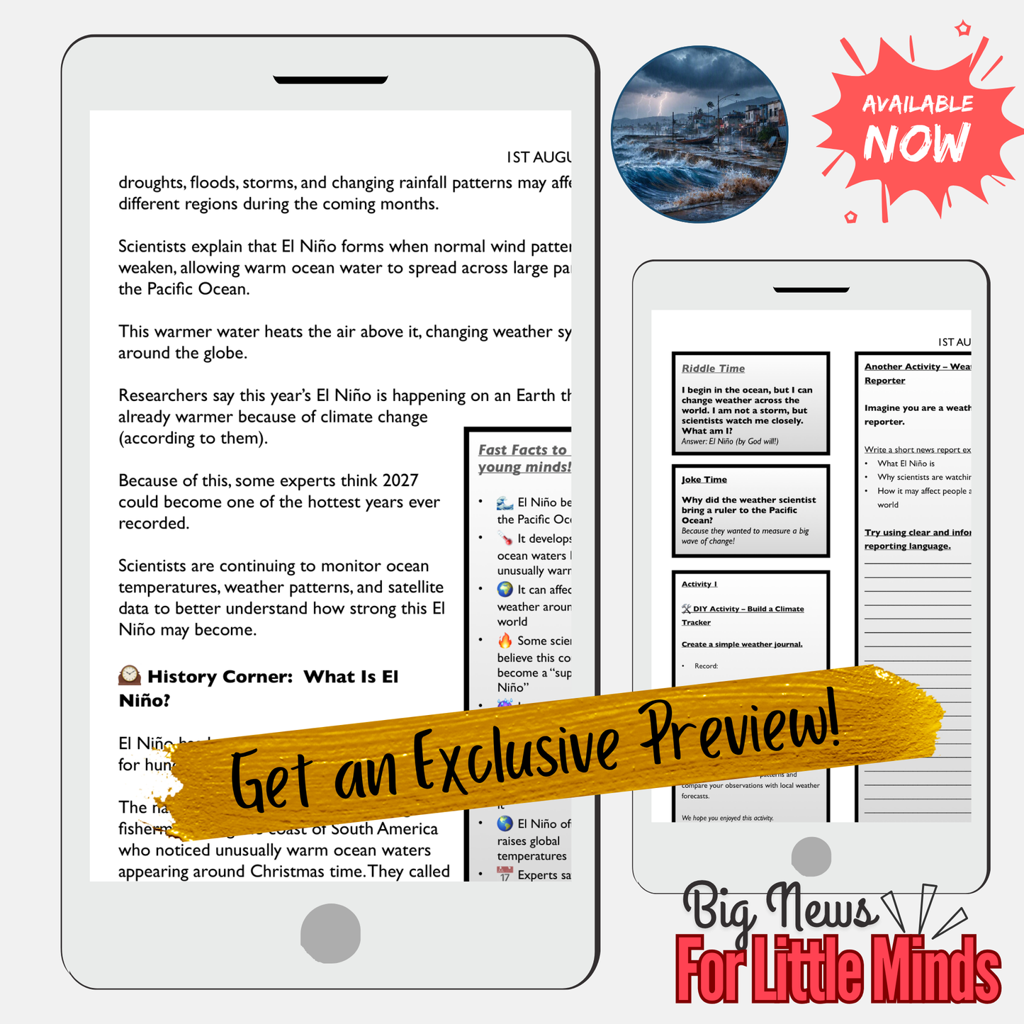 El Niño & Extreme Weather in 2026: Kids News Pack + Critical Thinking & Activities