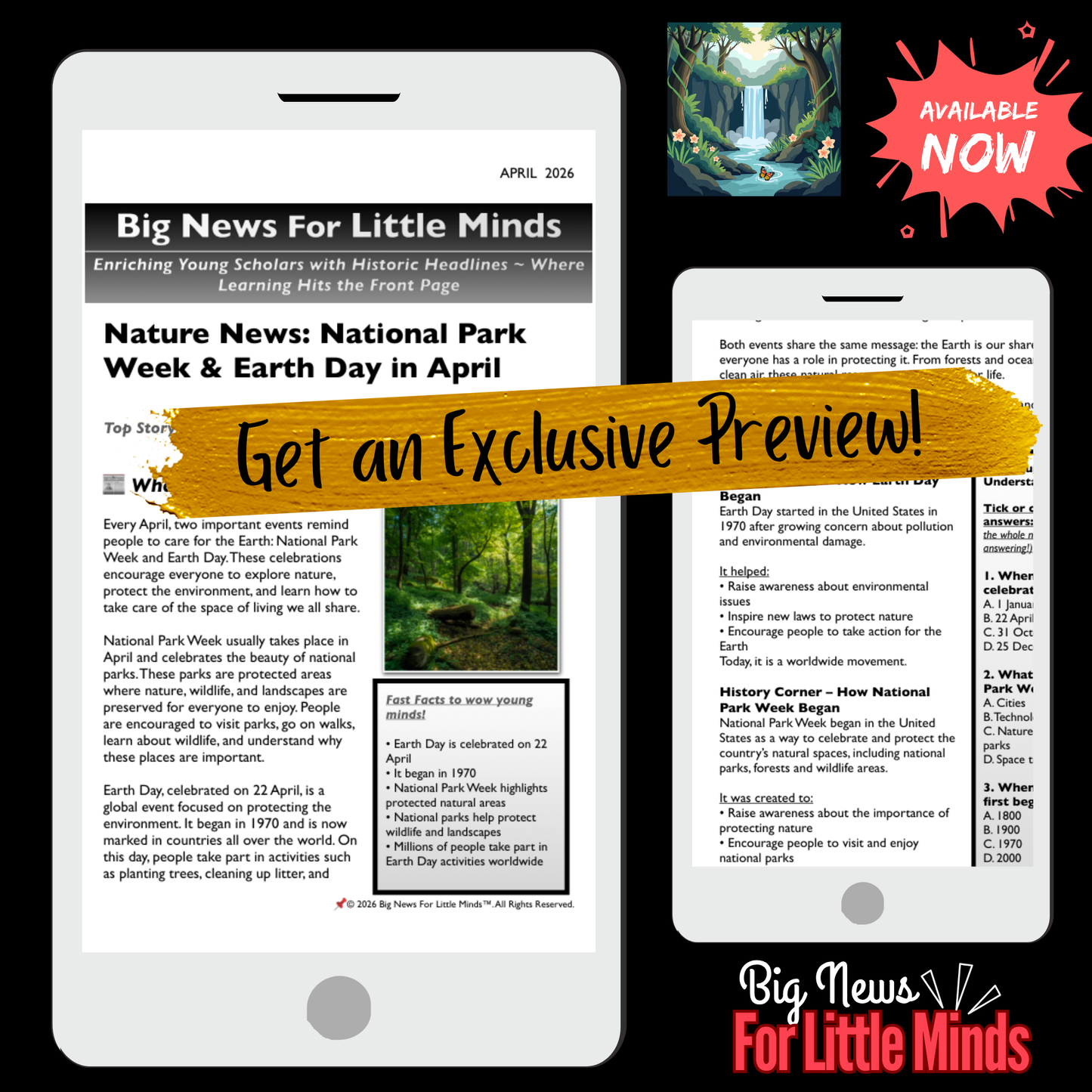 Protecting Nature: The Story of Earth Day and Parks Week in Kids Article Pack!