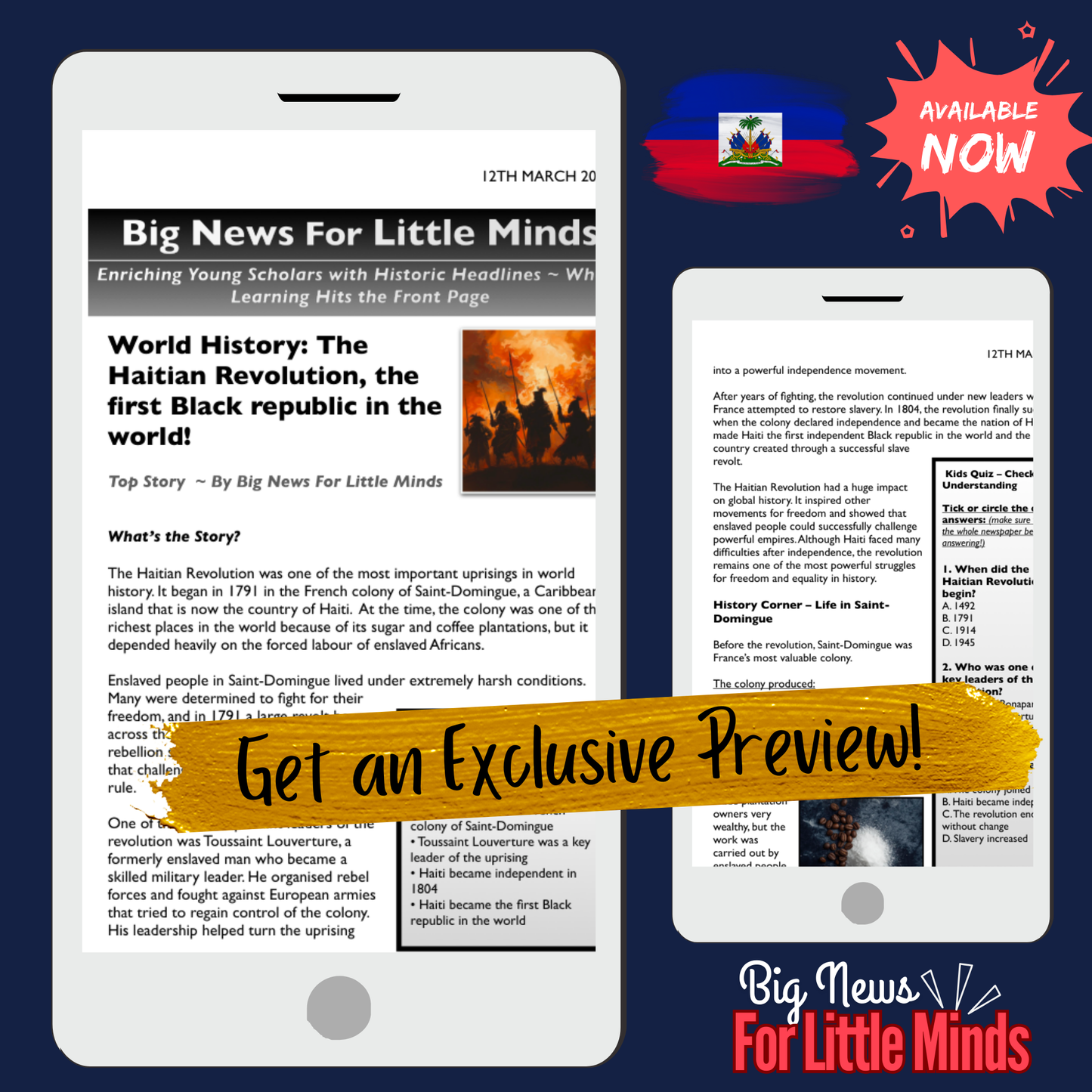 Haiti’s Fight for Freedom & Independence: Kids Article Pack for Black History Month!