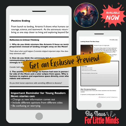 Artemis II Re-entry & Splashdown: Blazing Back to Earth: Kids Article Pack & Freebies!