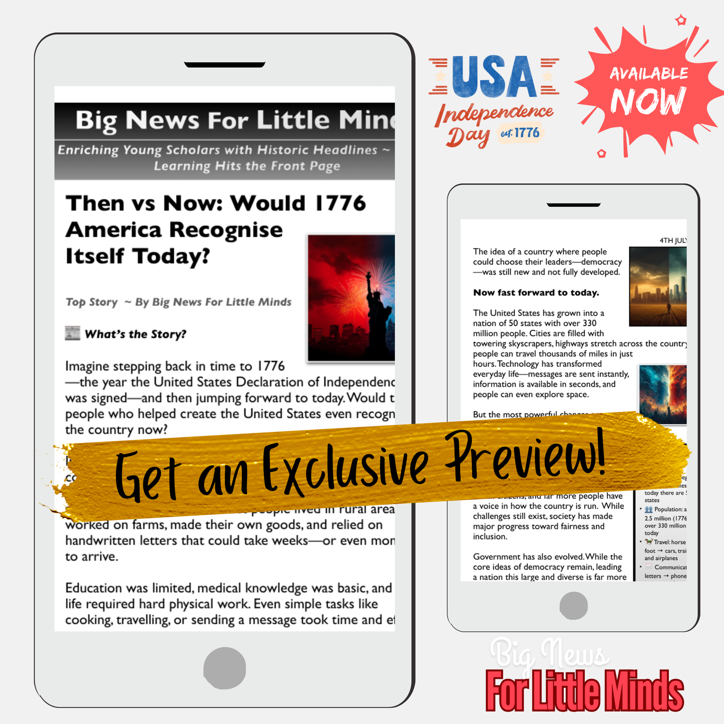 Same Nation, Different World: Would 1776 America recognise today? 4th July Package!