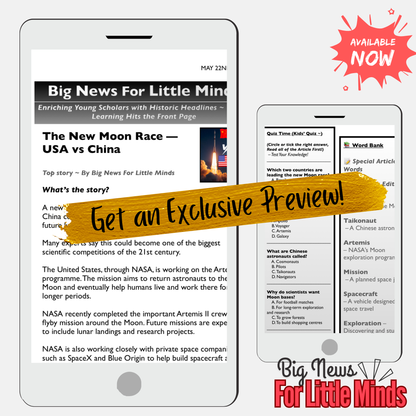 The New Moon Space Race — USA vs China: Kids Article, Activities & Worksheets (Pack)