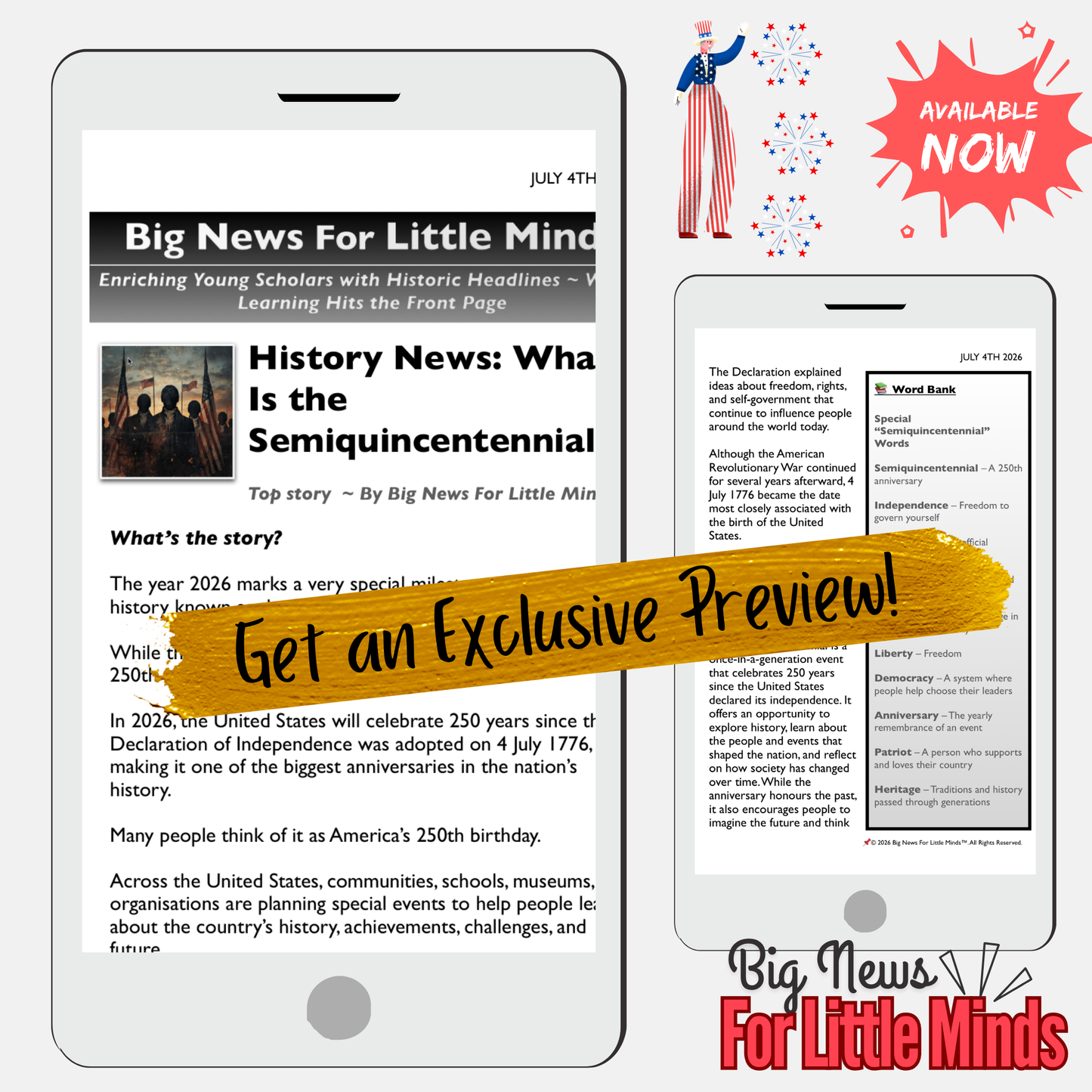 What Does Semiquincentennial Mean? Story Behind America250: Article, Activities & Quiz!