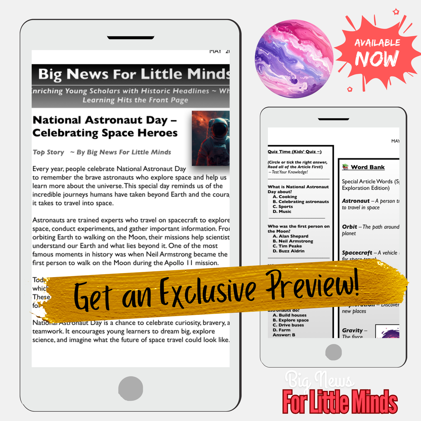 National Astronaut Day: From Freedom 7 (Alan Shepard) to Artemis II: Kids Article Pack!