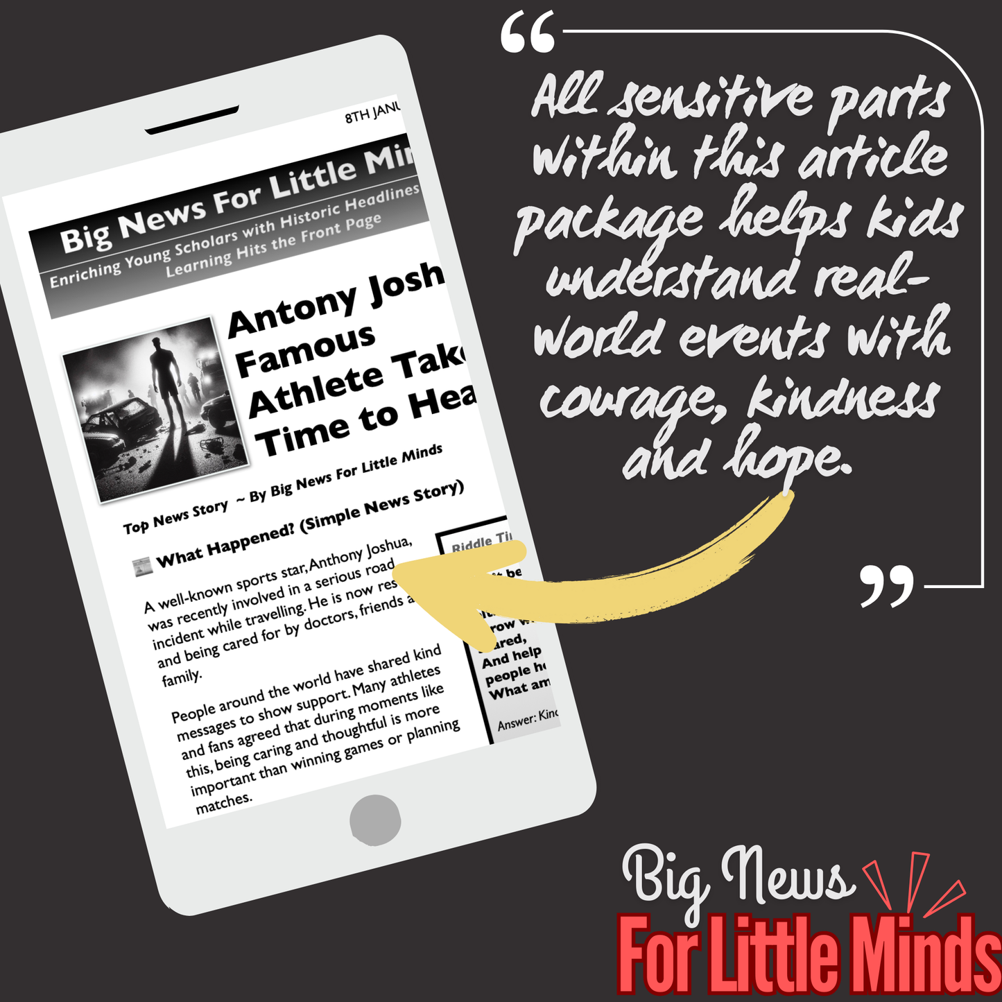 Antony Joshua: Famous Athlete Takes Time to Heal after Crash! Kids Article Pack