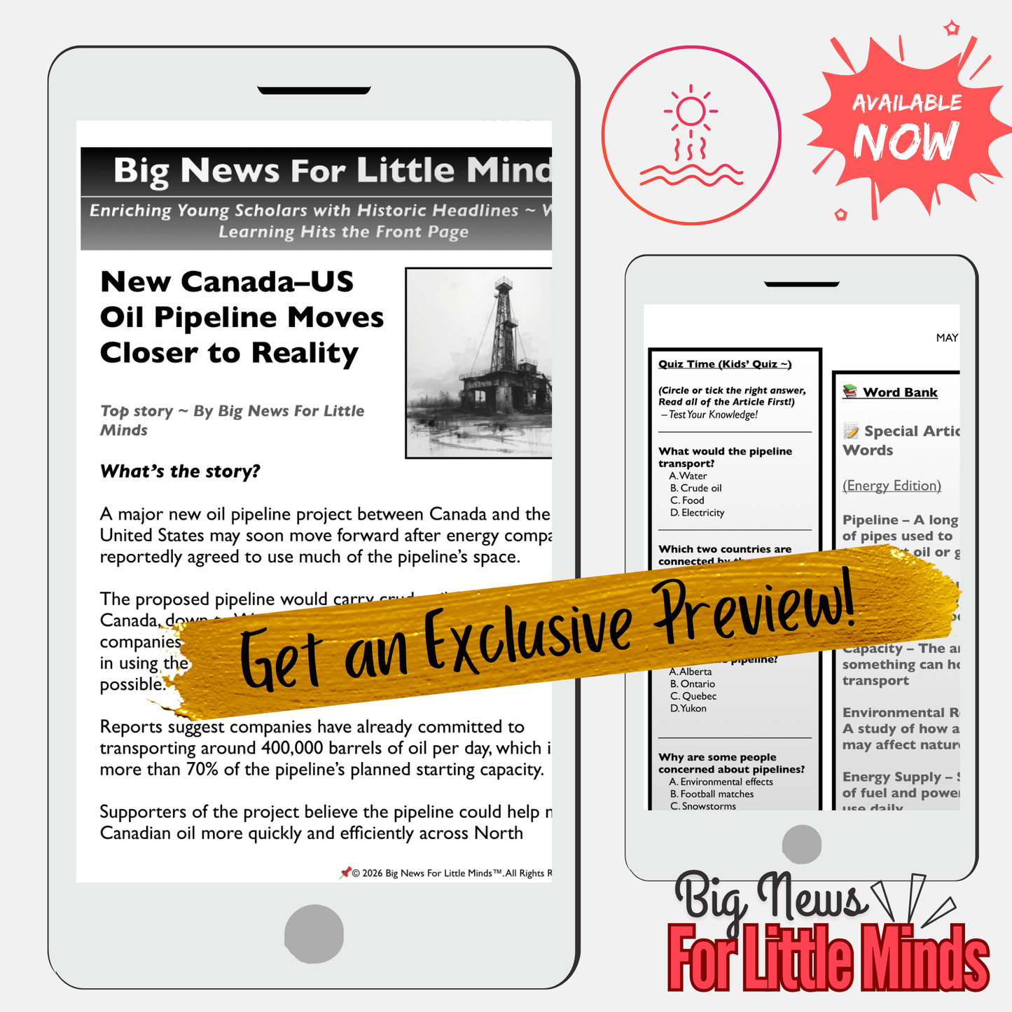 New Canada–US Oil Pipeline Moves Closer to Reality: Reading, DIY & Writing Activities