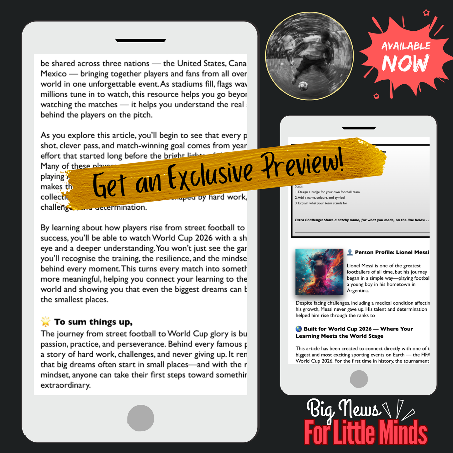 USA World Cup 2026: Journey Behind Every Player: Kids Article Package with Tasks!