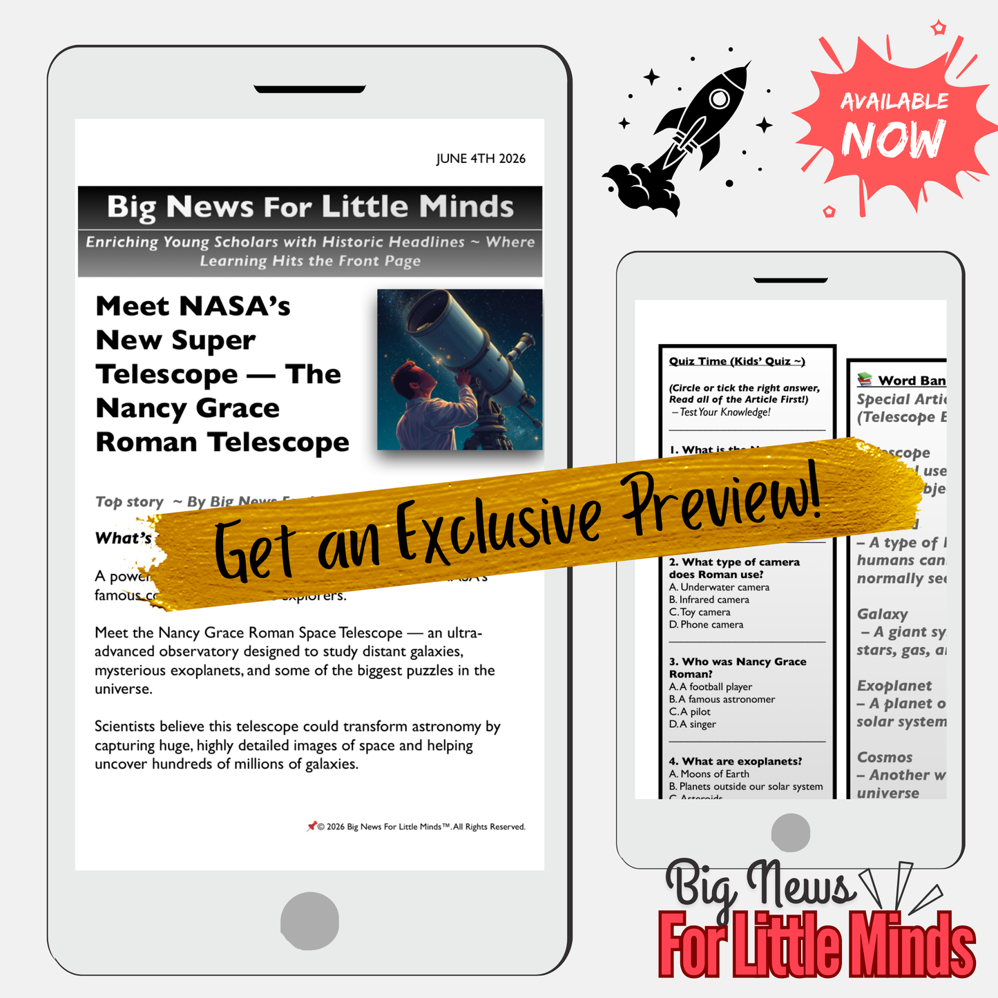 NASA’s New Super Telescope — The Nancy Grace Roman Telescope: Article & Activities