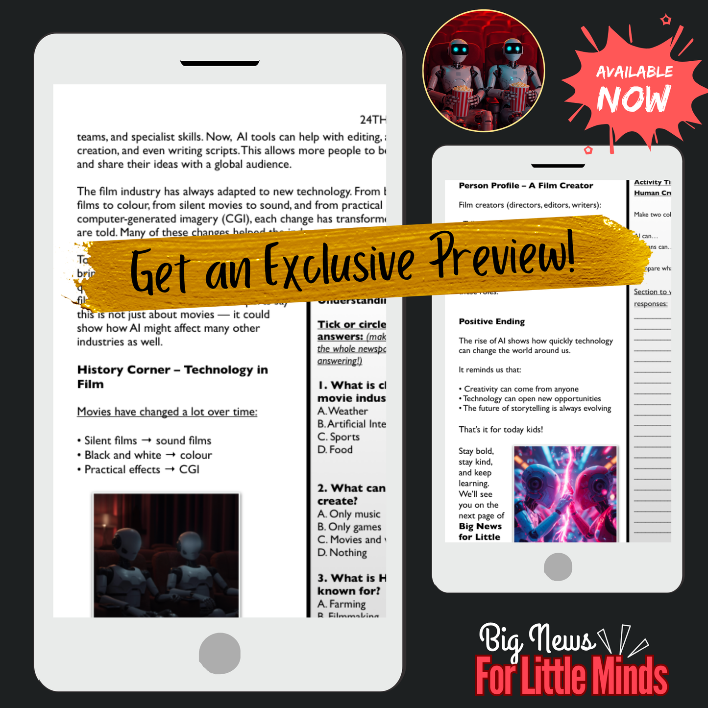 Can AI Replace Movie Makers? The Rise of AI in Films ~ Kids Article & Freebie Pack!