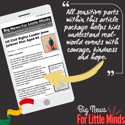 Jesse Jackson, US civil rights leader, Dies aged 84: Kids News Pack & Freebies to Complete!