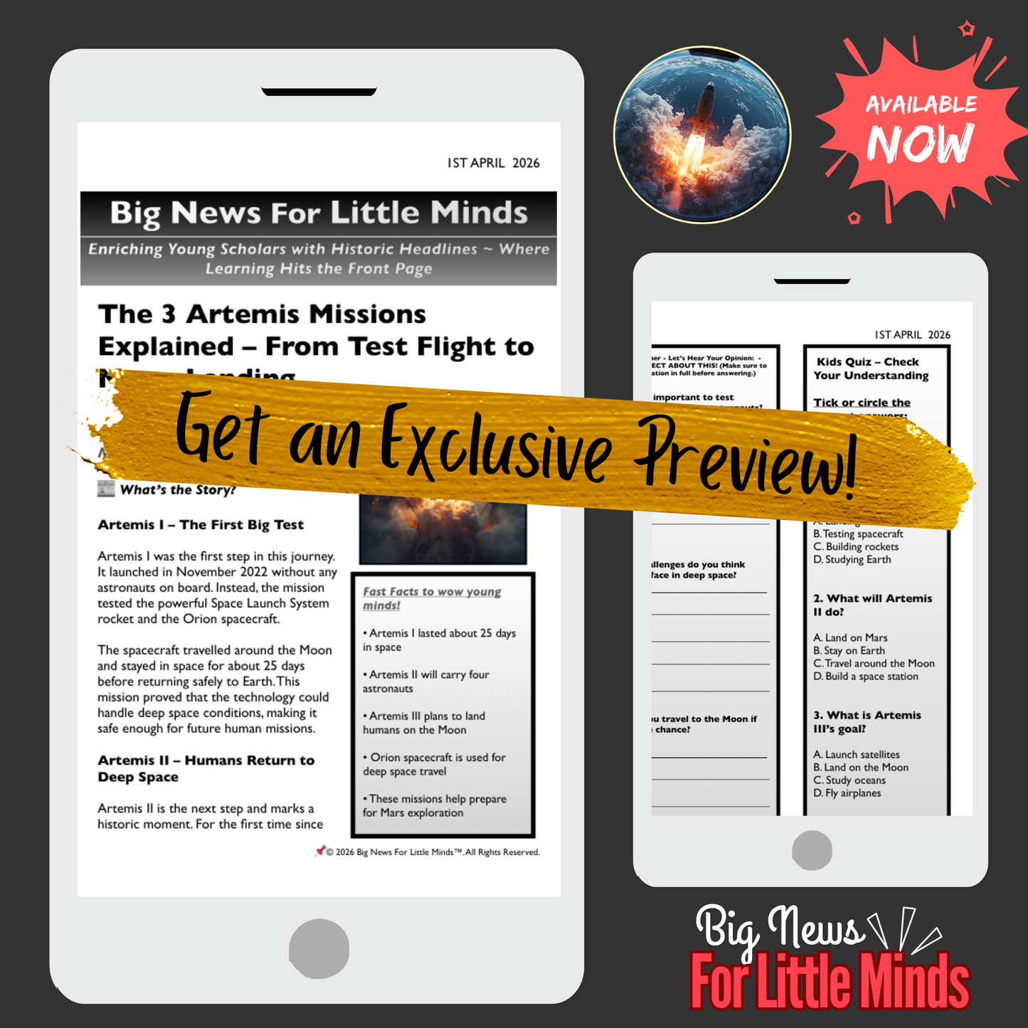 Artemis I, II & III: A New Era of Moon Exploration by Nasa! Kids Article Package & Freebies