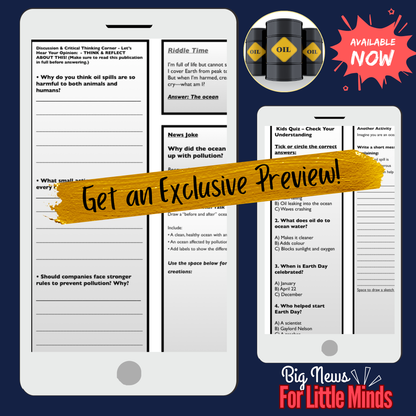 Ocean Pollution & Oil Spills: An Earth Day Article Package with Tasks & Poster Creating!