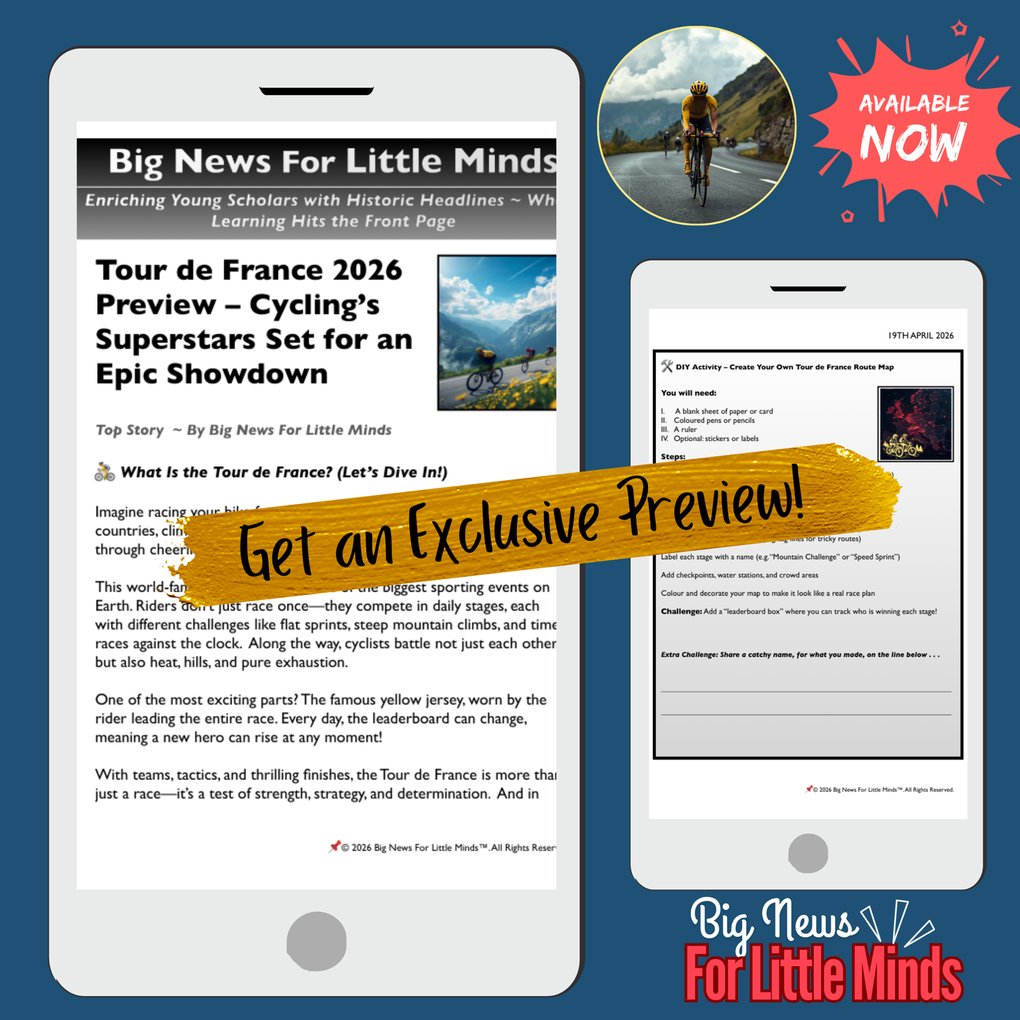 Tour de France: Ultimate Test of Strength, Strategy & Endurance: Kids Article Pack 2026!