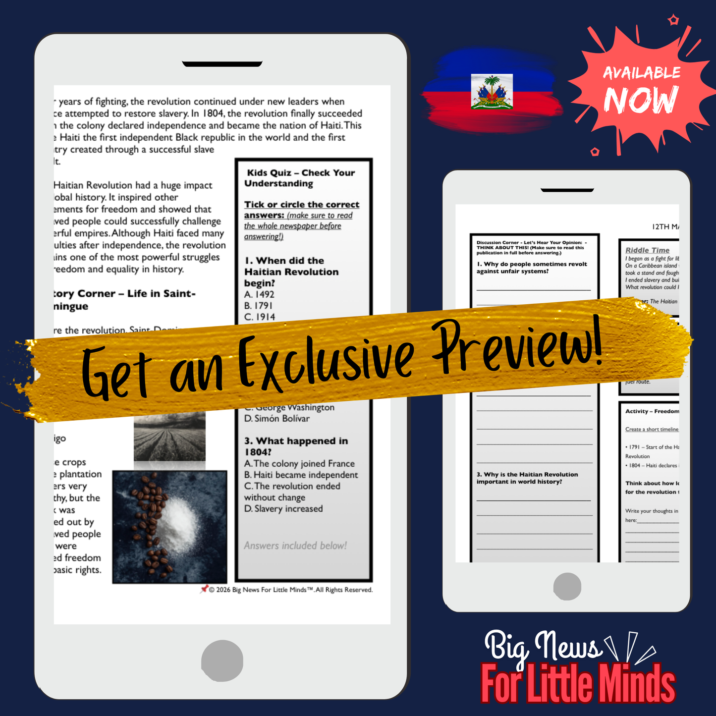 Haiti’s Fight for Freedom & Independence: Kids Article Pack for Black History Month!