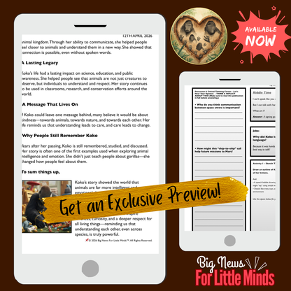 Koko the Gorilla: A Powerful Voice Beyond Words ~ Explained in No-prep Article Pack!