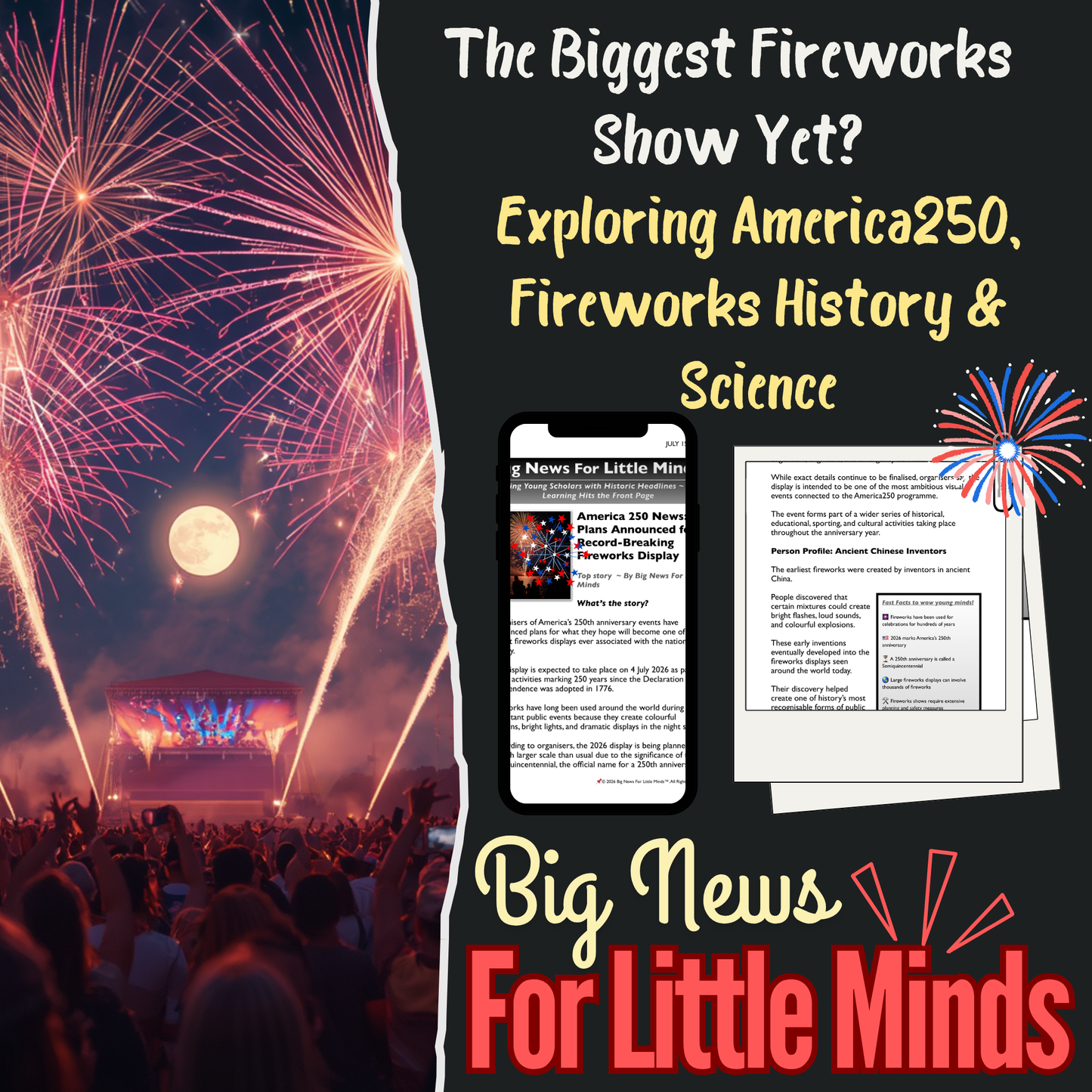 Story Behind America250’s Planned Fireworks Display: Article, Activities & Quiz Time!