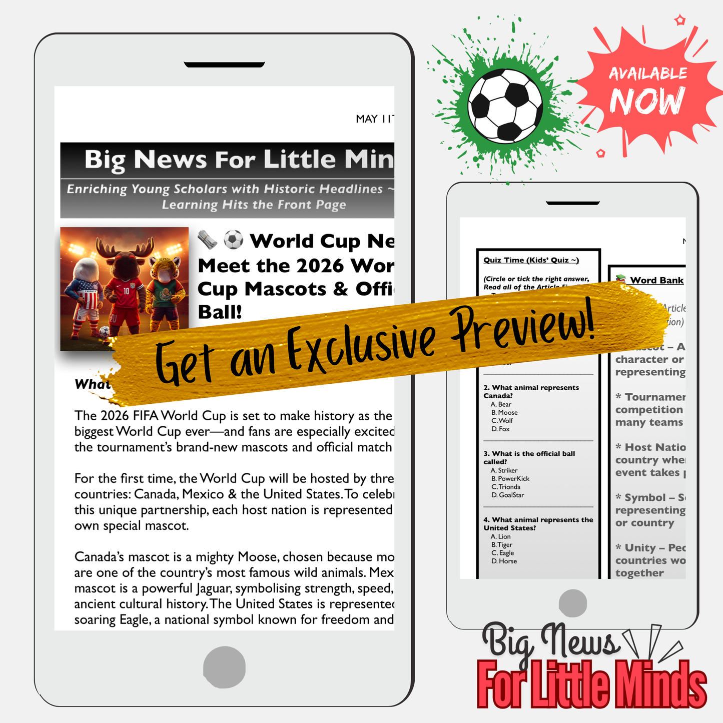 World Cup 2026: Get to Know 3 MASCOTS in 1 Soccer Tournament: Article & Activities!