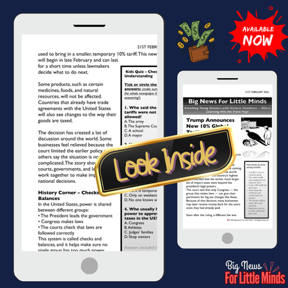 Trump’s 2026 Tariffs: Congress, Courts & Trump’s Trade Taxes in Kids News Pack!