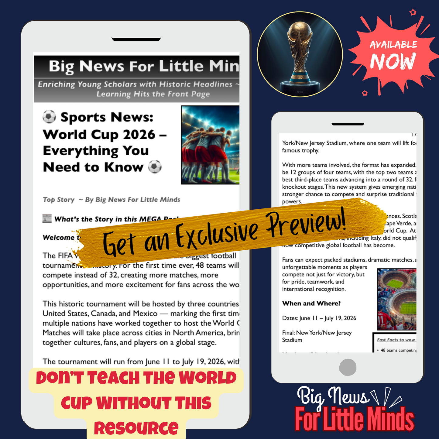 USA, Canada & Mexico World Cup 2026: Teach It All, Prep Nothing! Complete Article Pack