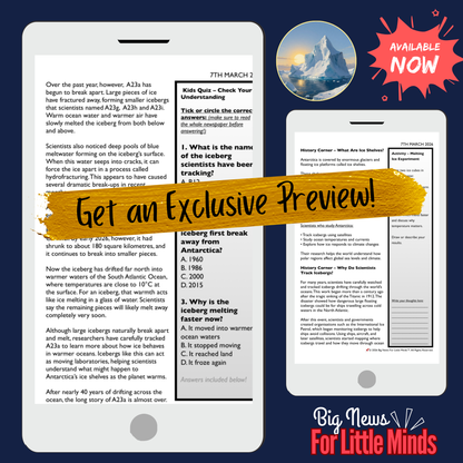 World’s Largest Iceberg Is Breaking Up — A23a Explained: Kids Article Pack & Freebies!