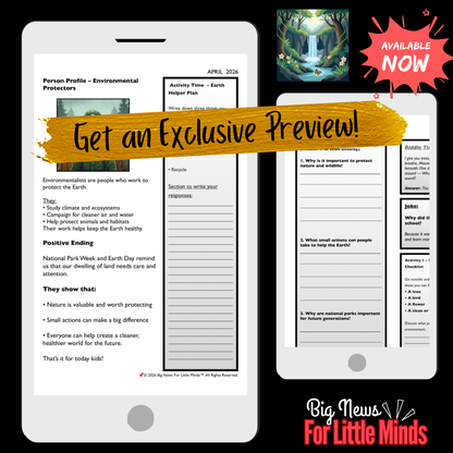 Protecting Nature: The Story of Earth Day and Parks Week in Kids Article Pack!